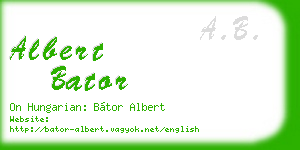albert bator business card